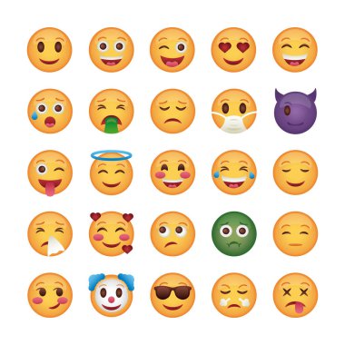 emoji yüzleri demeti simgeleri ayarlar
