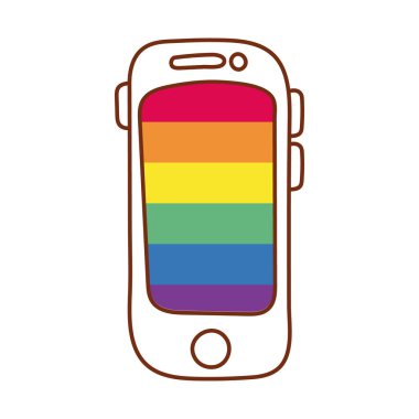 Çizgili akıllı telefon gay bayrak hattı ve biçim simgesi