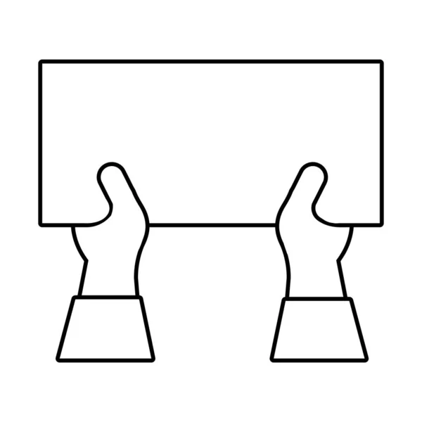 Mains humaines avec protestation carré bannière ligne style icône — Image vectorielle