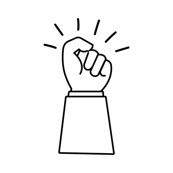 Hand vuist protest lijn stijl pictogram — Stockvector