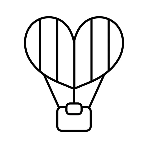 Balón srdce vzduch horká linka styl ikona — Stockový vektor