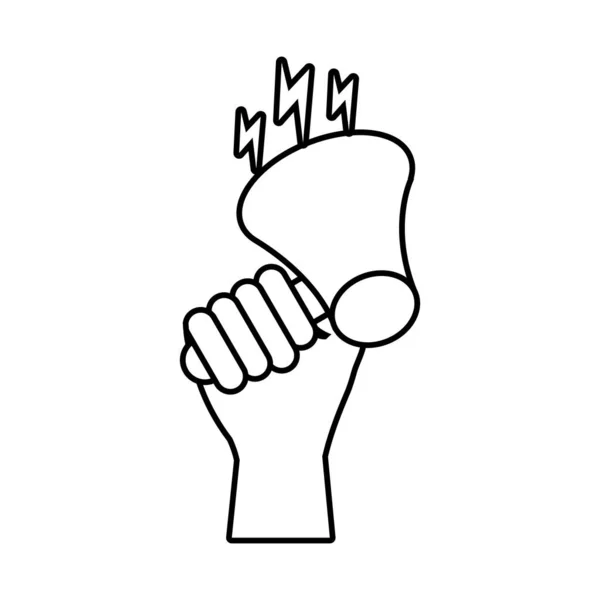 Ręka z megafonem ikona stylu linii protestu — Wektor stockowy