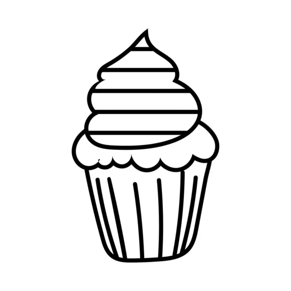 Dulce cupcake línea estilo icono — Vector de stock