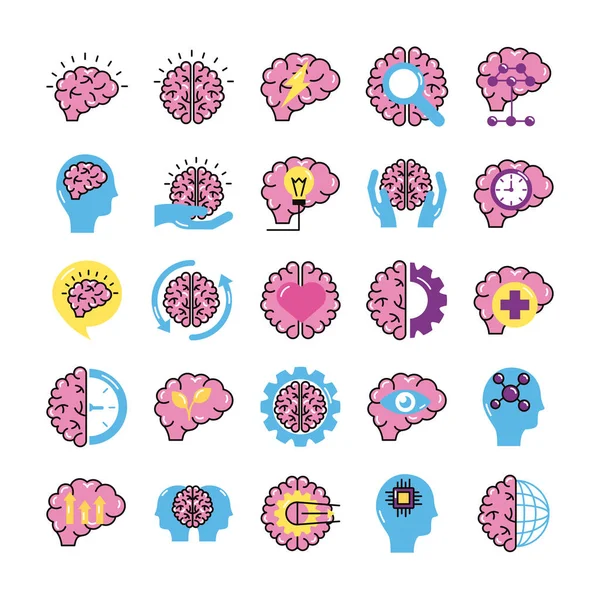 Feixe de cérebros órgãos conjunto ícones —  Vetores de Stock