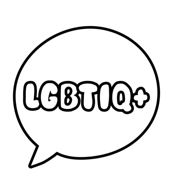 Lgbtiq palabra en el icono de estilo de línea de burbuja de voz — Vector de stock