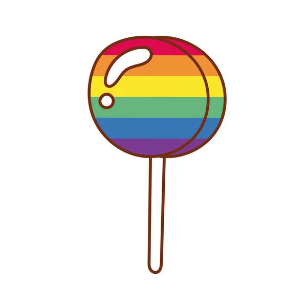 甜蜜的棒棒糖同性恋国旗线和填充风格图标 — 图库矢量图片