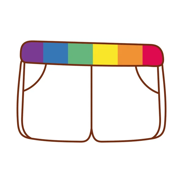 Pantalón corto gay bandera línea y relleno estilo icono — Vector de stock