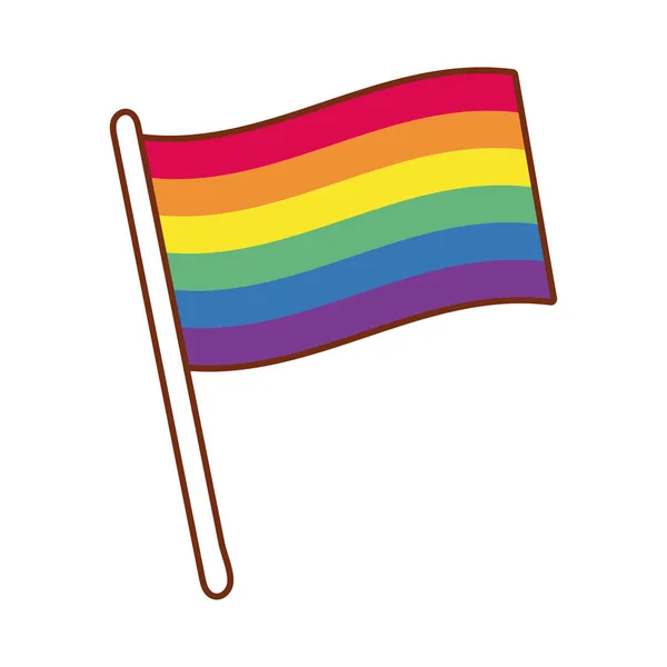 Vlag met strepen gay vlag lijn en vul stijl pictogram — Stockvector