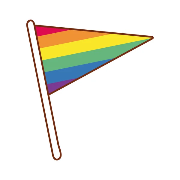 Drapeau avec rayures ligne de drapeau gay et icône de style de remplissage — Image vectorielle