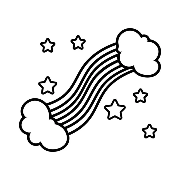 Χαριτωμένο ουράνιο τόξο με αστέρια γραμμή στυλ εικονίδιο — Διανυσματικό Αρχείο