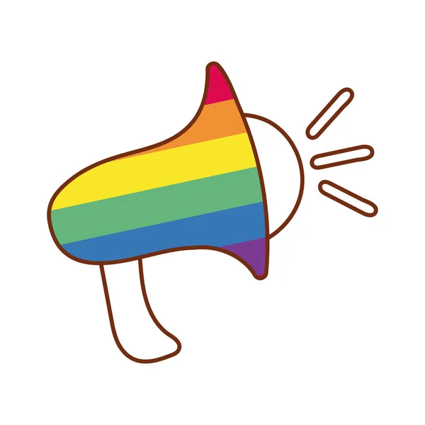 Megáfono audio gay bandera línea y llenar el icono de estilo — Archivo Imágenes Vectoriales