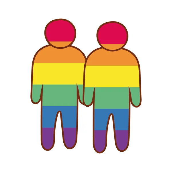 ЛГБТІК спільнота з гей-фігурами лінія геїв прапора і значок стилю заповнення — стоковий вектор