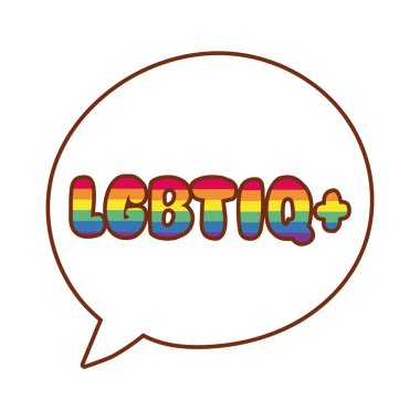 lgbtiq word in speech bubble gay flag line and fill style icon clipart