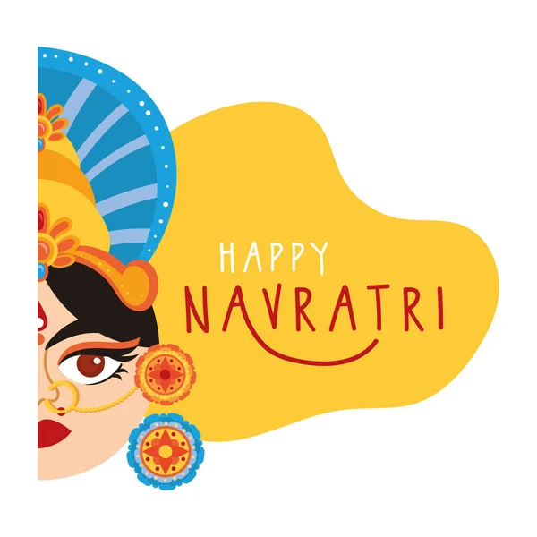 Feliz navratri celebración con la diosa AMBA estilo plano — Vector de stock