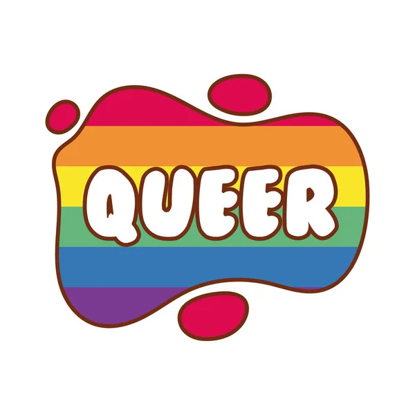 Queer word gay flag line and fill style icon — Stock Vector