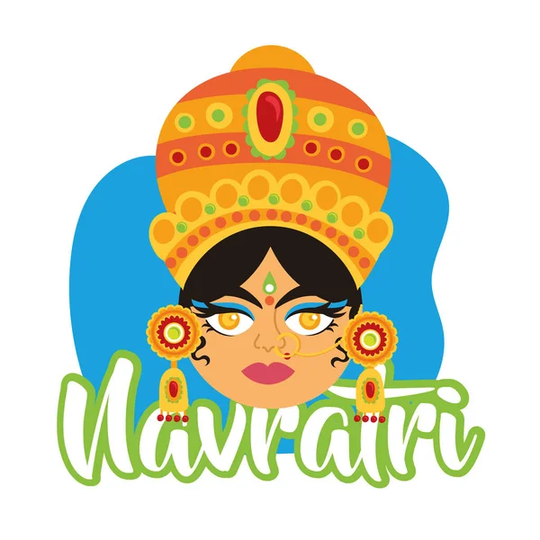 Happy navratri celebration with goddess AMBA flat style — Stock Vector