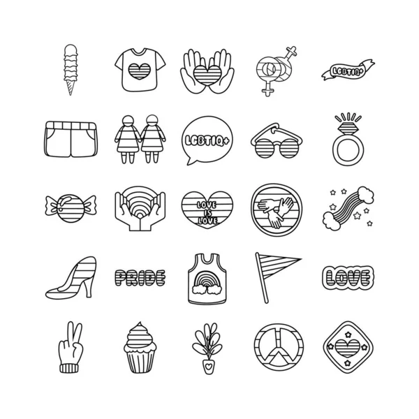 Bundle of lgbtq set icons — Stock Vector