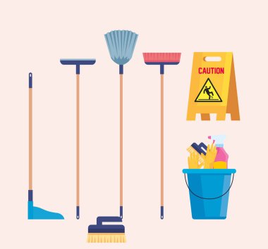 Temizlik malzemeleri simgeleri dizisi