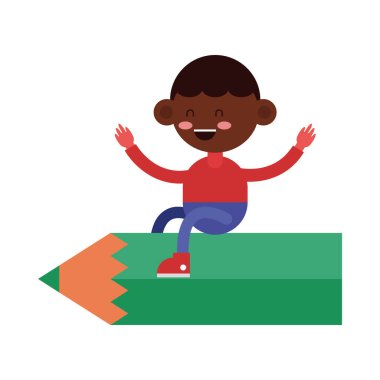 Çizgi roman karakteri içindeki küçük afro öğrenci.