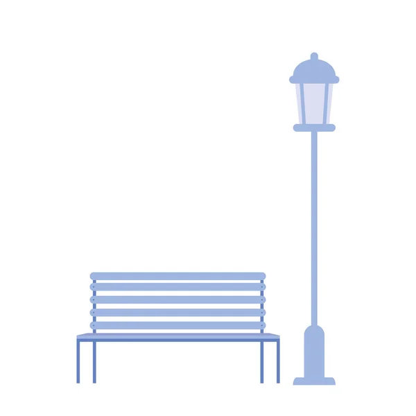 Parkstol och lampa isolerad ikon — Stock vektor