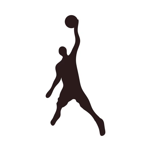 Silueta del icono del jugador de baloncesto — Vector de stock