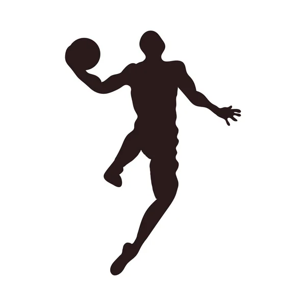 Silueta del icono del jugador de baloncesto — Vector de stock