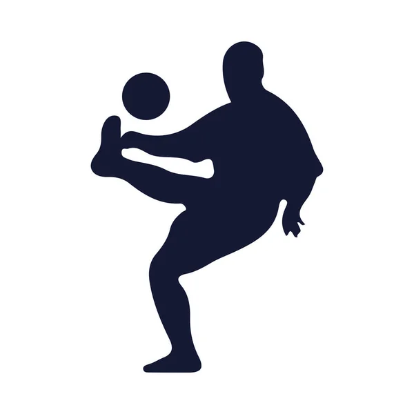Silhouet van een voetbalspeler met ballon — Stockvector