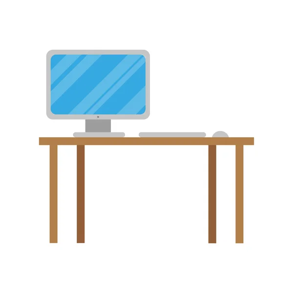 Desktop computer technology in desk workplace — Stock Vector