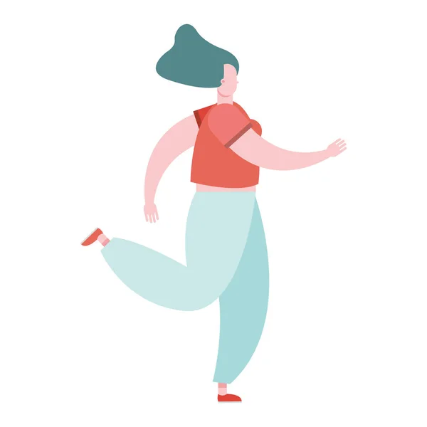 Jeune femme courir avatar personnage — Image vectorielle