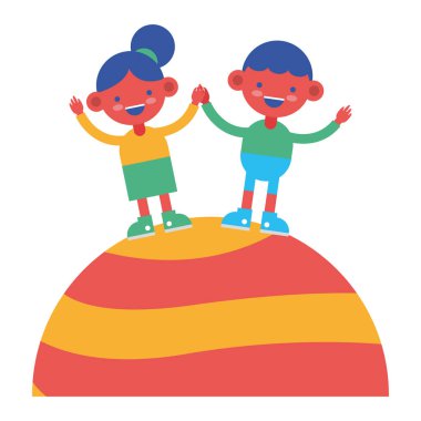 Gezegen çizgi romanlarındaki küçük öğrenciler.