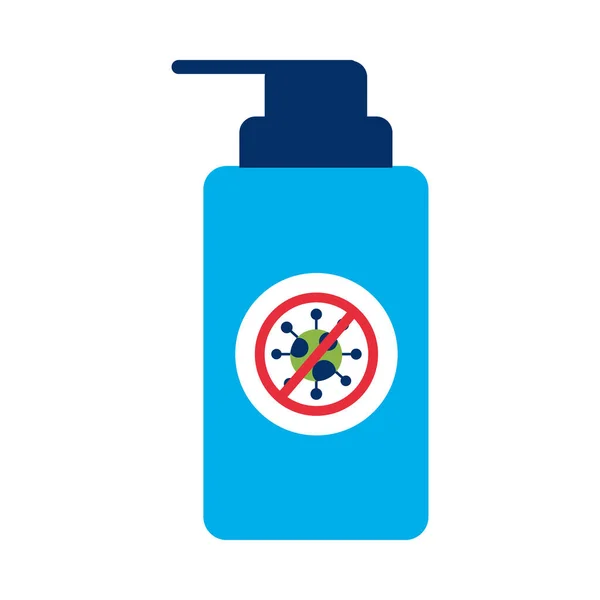 Bouteille de savon avec covid19 icône isolée — Image vectorielle