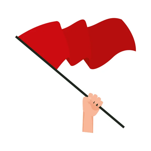 Hand waving red flag isolated icon — Stock Vector