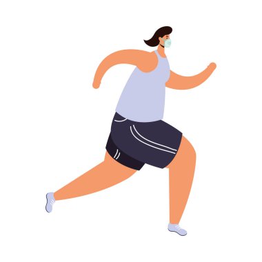 Tıbbi maske takan genç adam Avatar karakterini çalıştırıyor.