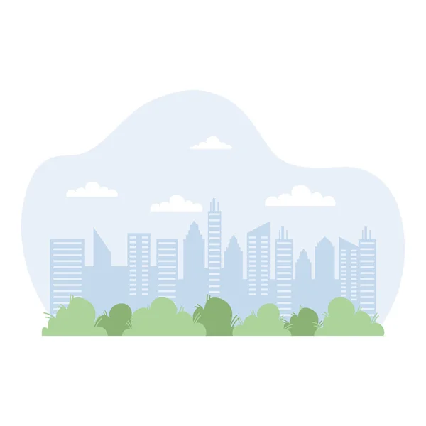 Edificios paisaje urbano icono de la escena urbana — Vector de stock