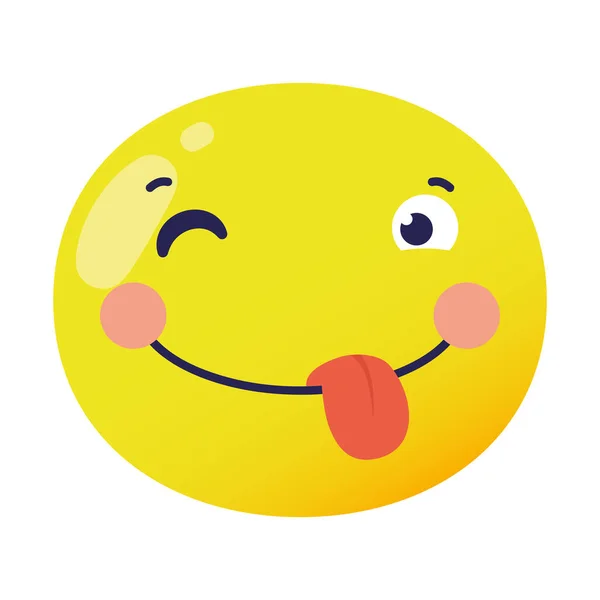 Crazy emoji face with tongue out flat style icon — Stock Vector