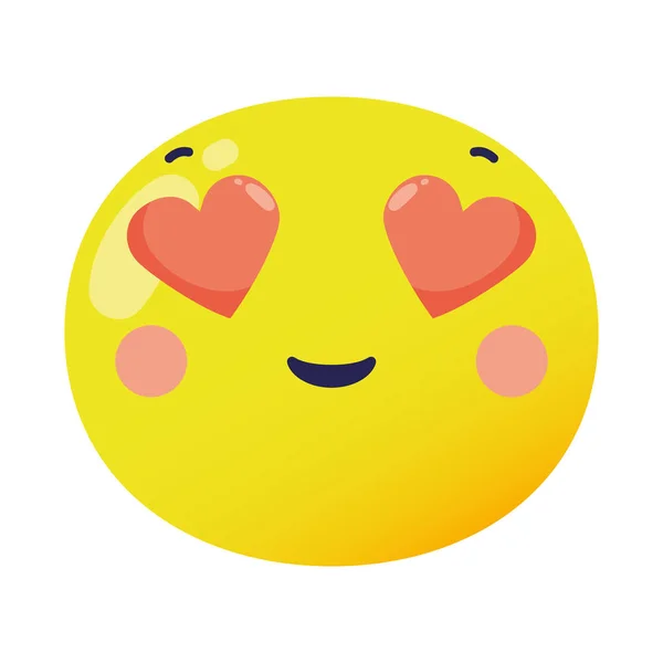 Corazones ojos cara emoji clásico icono de estilo plano — Vector de stock