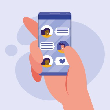 Akıllı telefon sosyal medya teknolojisi kullanan el