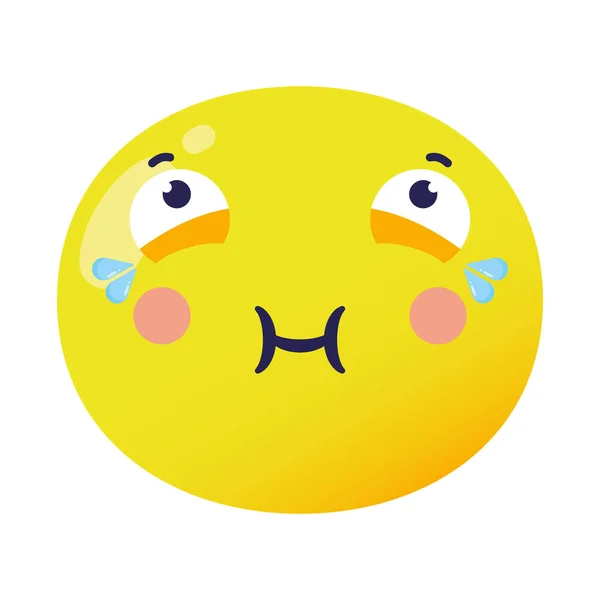 Faccina emoji piangendo icona classica in stile piatto — Vettoriale Stock