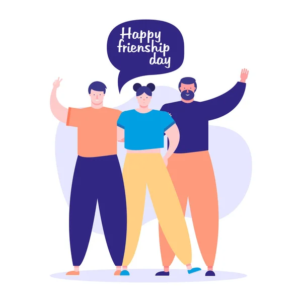 Celebración del día de la amistad con los jóvenes y la burbuja del habla — Vector de stock