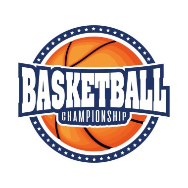 Basketbol balonu spor amblemi olan poster