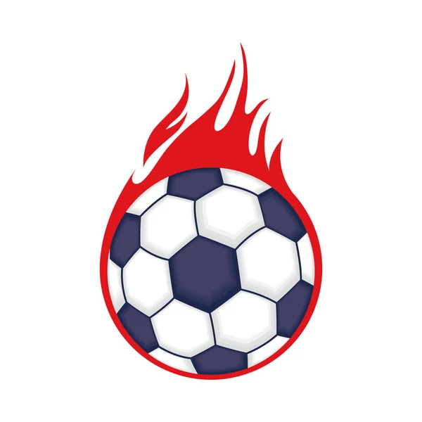 Football soccer sport poster with balloon on fire — Stock Vector