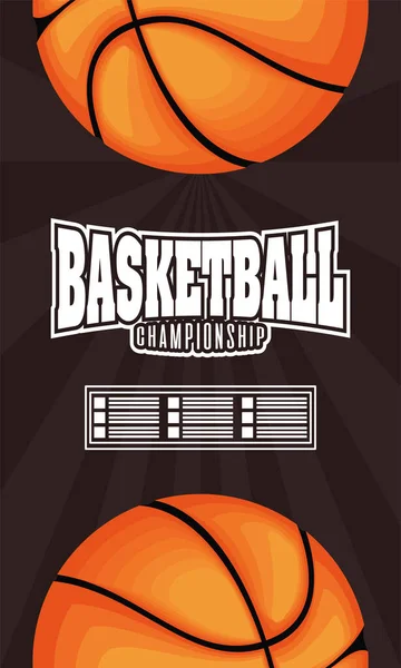 Póster con emblema deportivo globo de baloncesto — Vector de stock