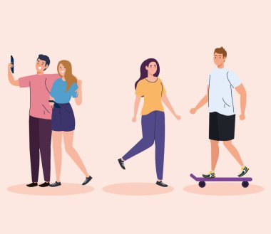 Avatar karakterleri yapan gençler