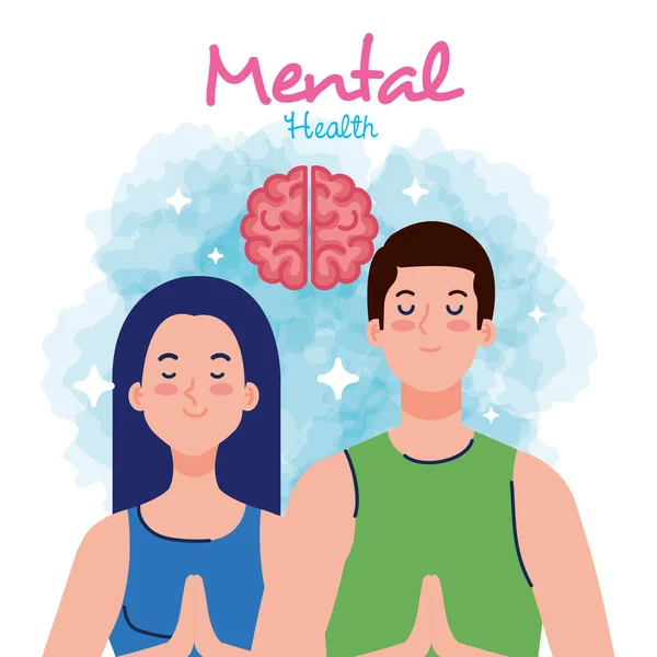 Mental health concept, couple with healthy mind — Stock Vector