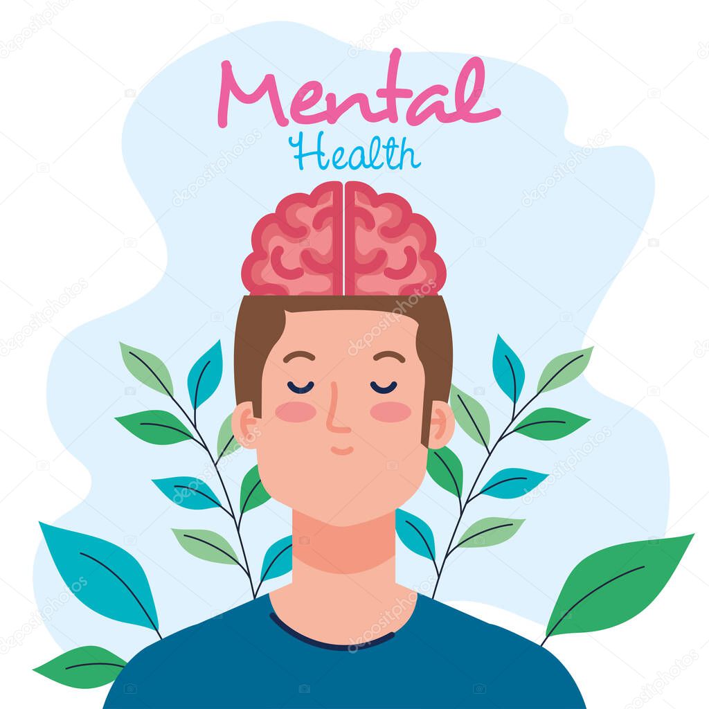 mental health concept, man with healthy mind