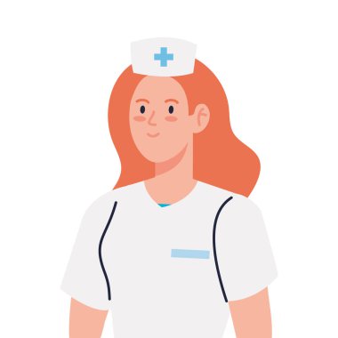 Üniformalı hemşire, beyaz arka planda kadın hemşire.