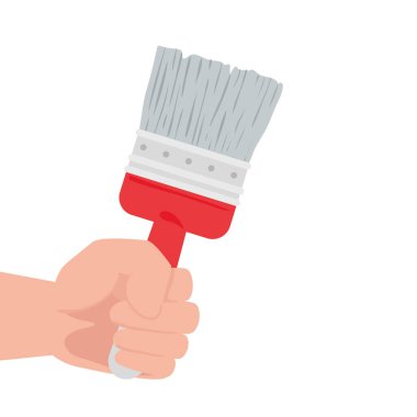 Beyaz arkaplanda boya fırçası ile el yapımı