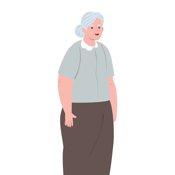 Wanita tua yang lucu, nenek dengan latar belakang putih - Stok Vektor