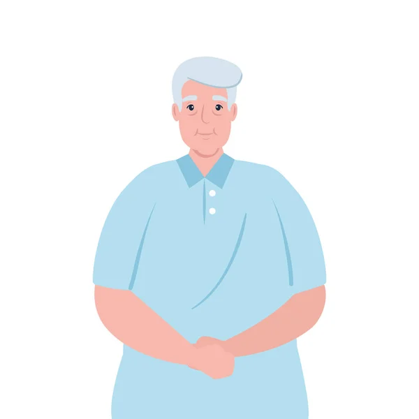 Niedlicher alter Mann, Großvater auf weißem Hintergrund — Stockvektor