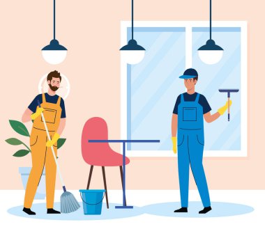 Temizlik servisi, restorandaki temizlik işçileri.